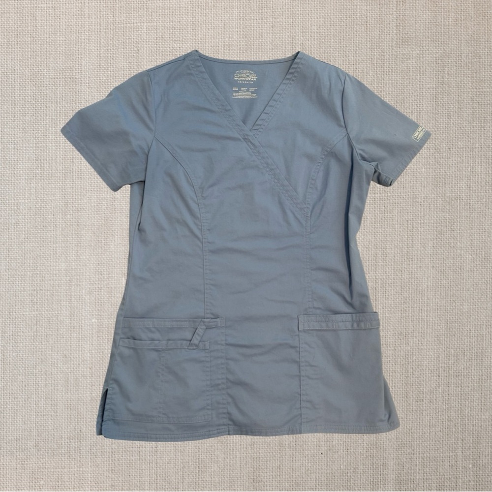 Cherokee Ciel Blue Scrub Top